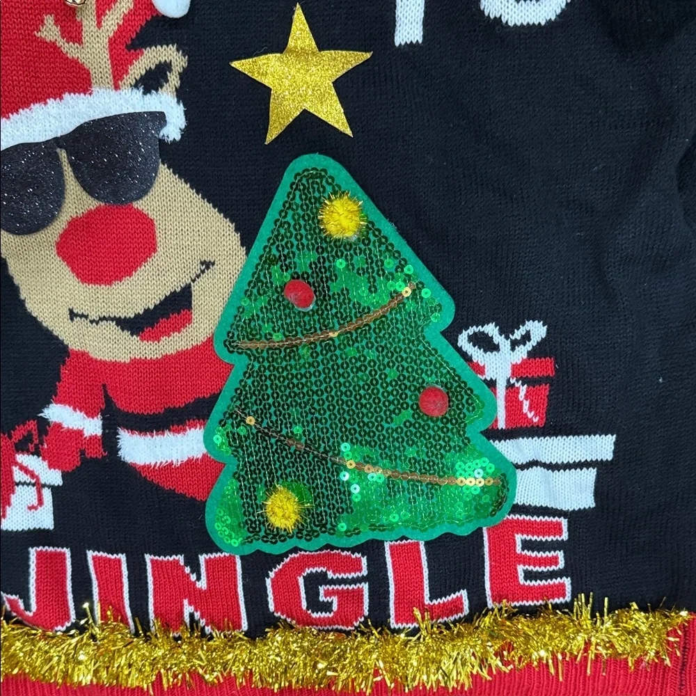 No Boundaries Black Reindeer Christmas Holiday Sweater Size XXL